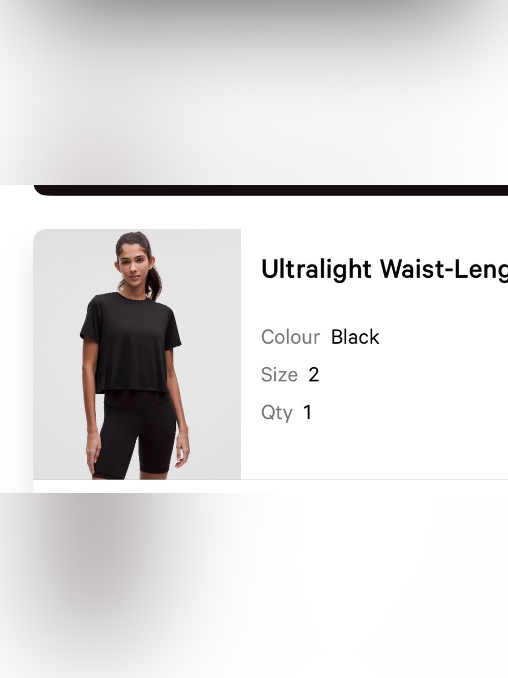 lululemon athletica Black Short Sleeve Crop Tee